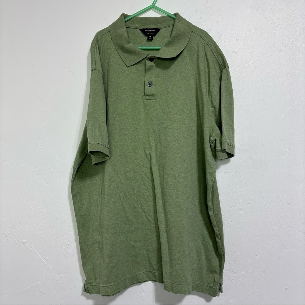 Banana Republic Luxe Touch Men's Medium Polo Green Short Sleeve Cotton